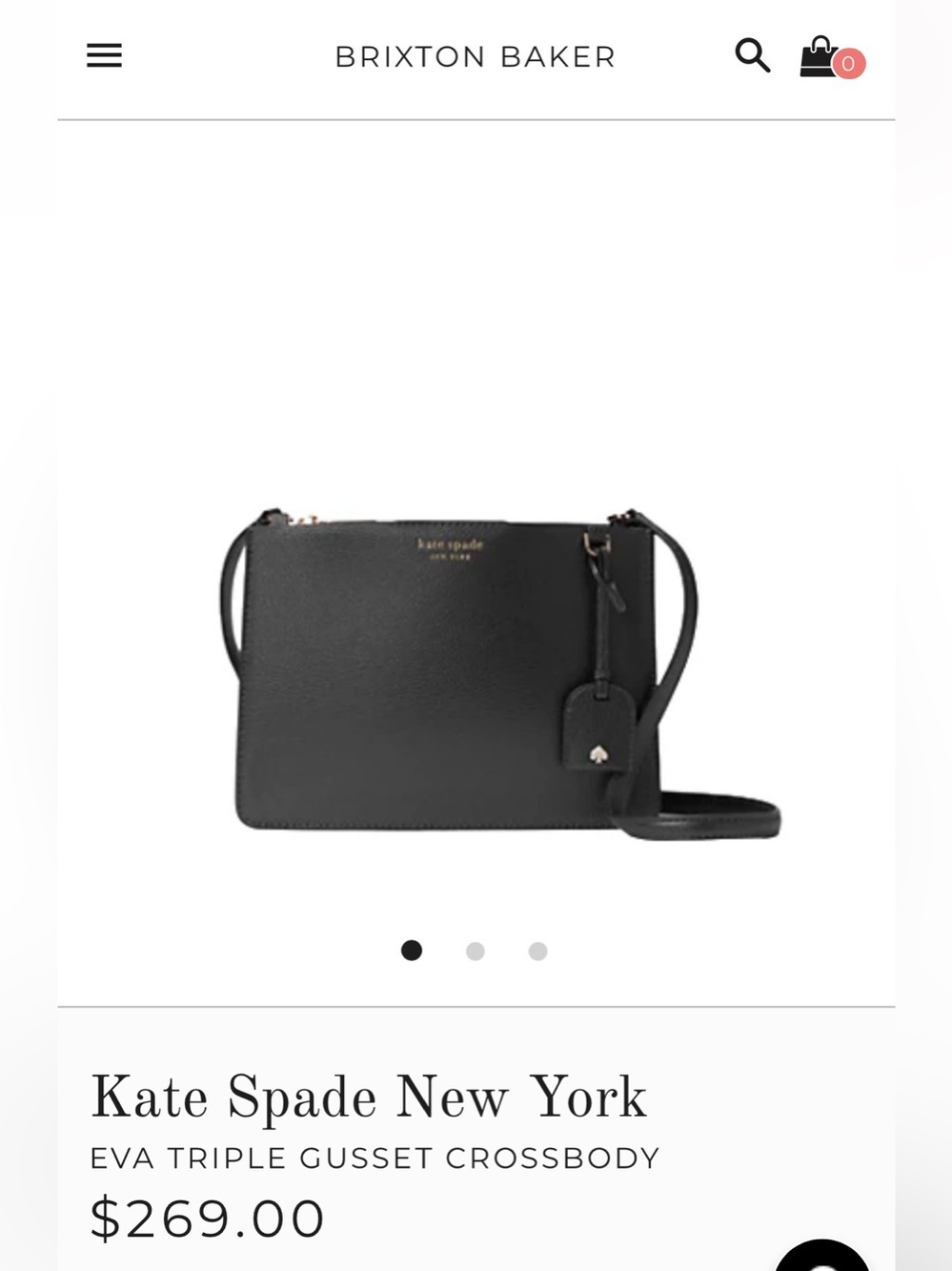 Kate Spade New York Eva Triple Gusset Crossbody Black - Picture 2 of 9